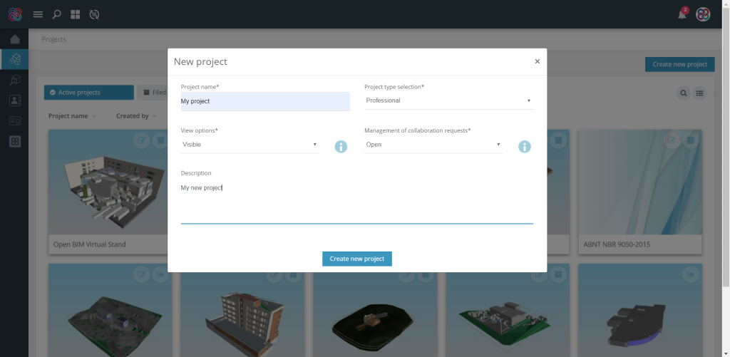 Use the option "Create new project" and configure the details of your project.