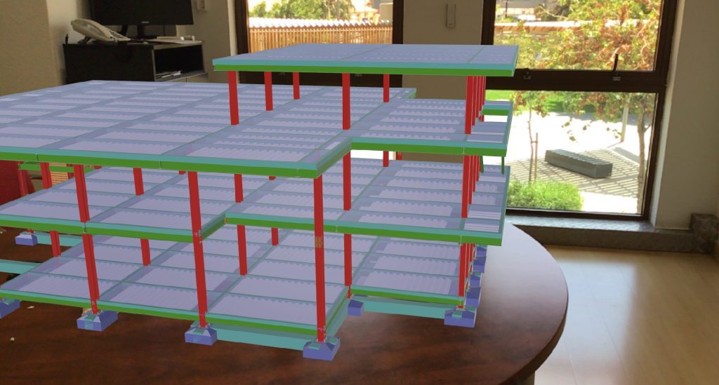 Metal structure developed in CYPECAD and visualized in Augmented Reality through "BIMserver.center AR".